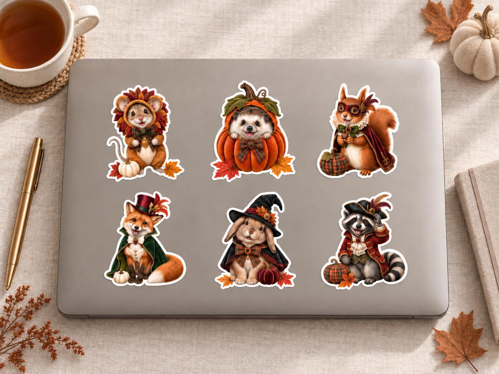 Woodland Halloween Sticker Pack | Fall Animal Decals (6 Pack)