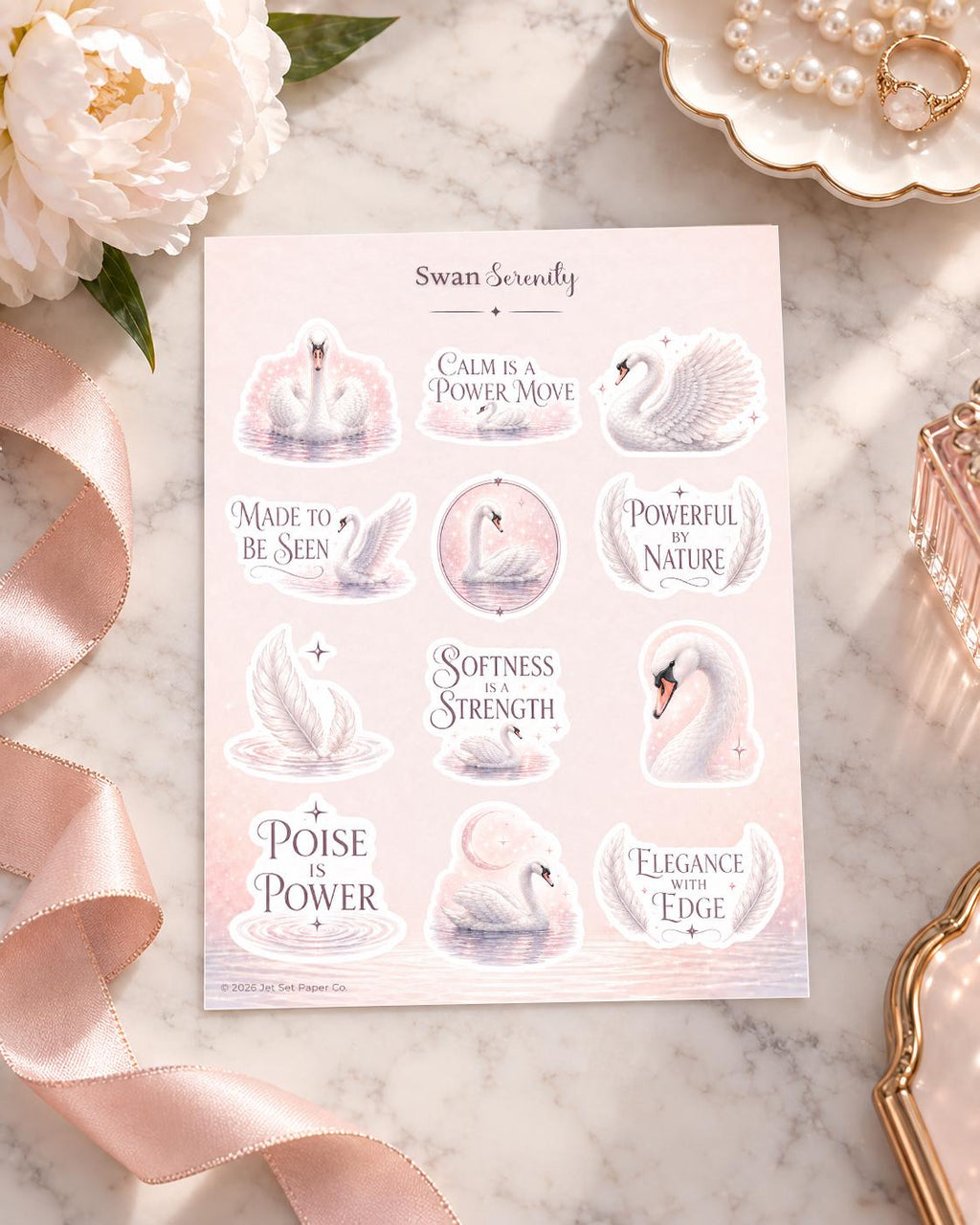 Llama Luxe Sticker Sheet | Chic Alpaca, Desert Botanicals (Matte Vinyl)