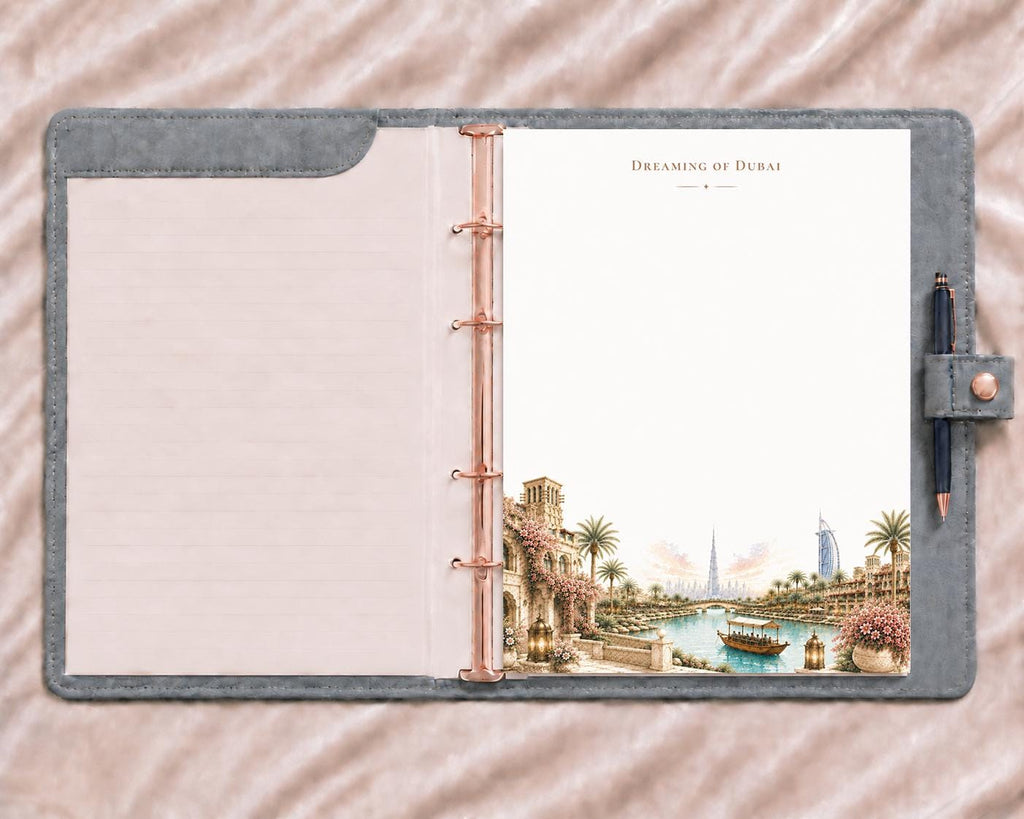 Dreaming of Dubai Notepad | Watercolor Cityscape Art (8.5 x 11 inches)