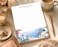 Santorini State of Mind Notepad | Blue Dome Watercolor Travel Desk Pad (8.5 x 11 inches)