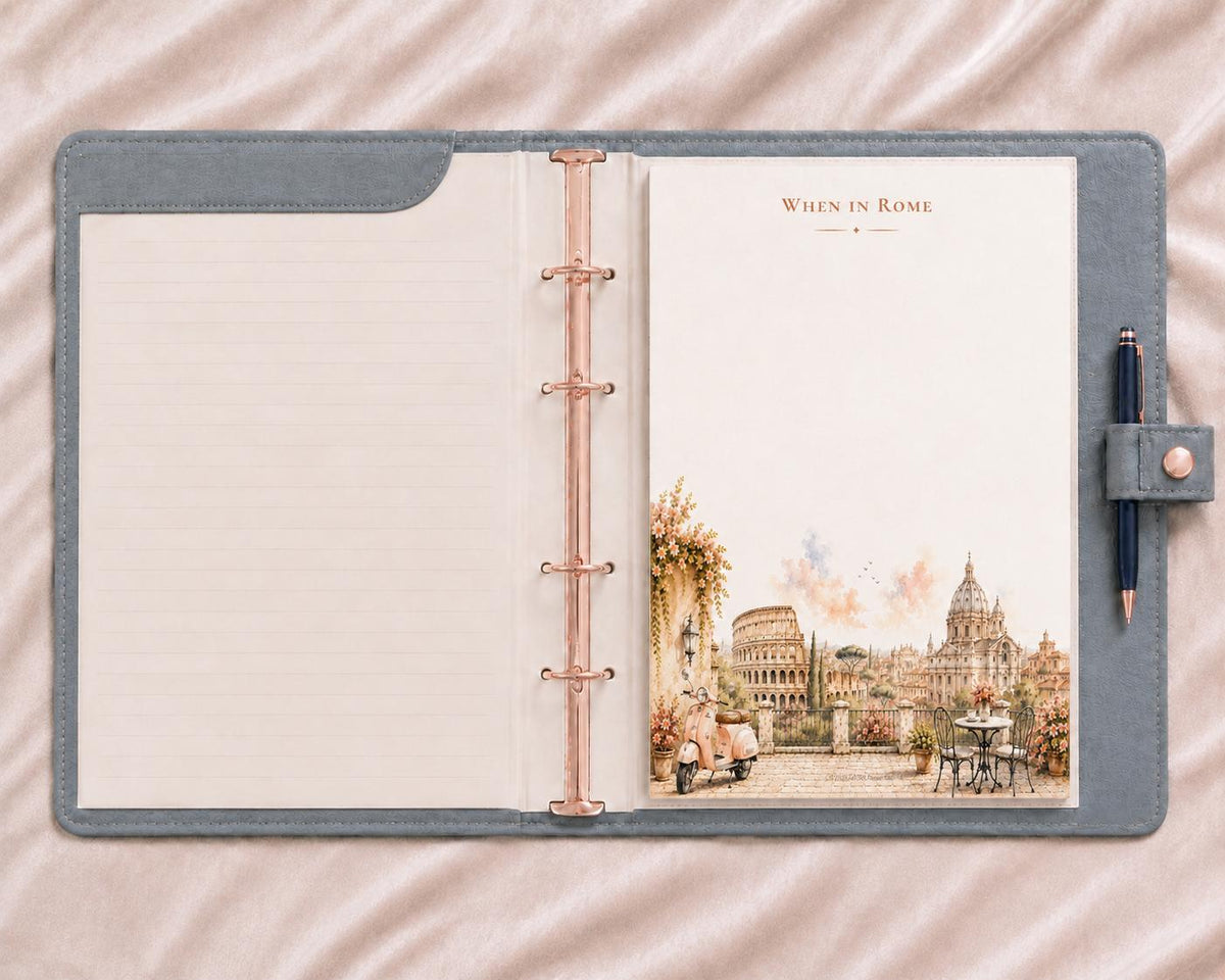 When in Rome Notepad | Watercolor Colosseum Art Desk Pad (8.5 x 11 inches)