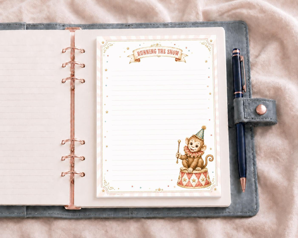 Desktop Companion Full Page Notepad | Monkey Business Circus Pad | Funny Corporate Office Humor
