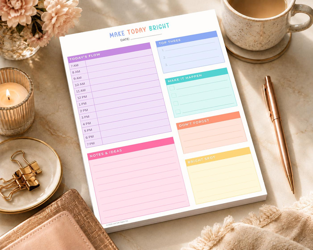Everyday Edit Full Page Notepad | Bright Planner Pad | Rainbow Daily Agenda Memo Pad