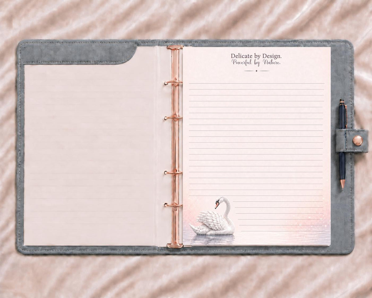 Swan Serenity Notepad | Blush Pink Watercolor Swan Design (8.5 x 11 inches)