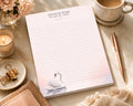 Swan Serenity Notepad | Blush Pink Watercolor Swan Design (8.5 x 11 inches)