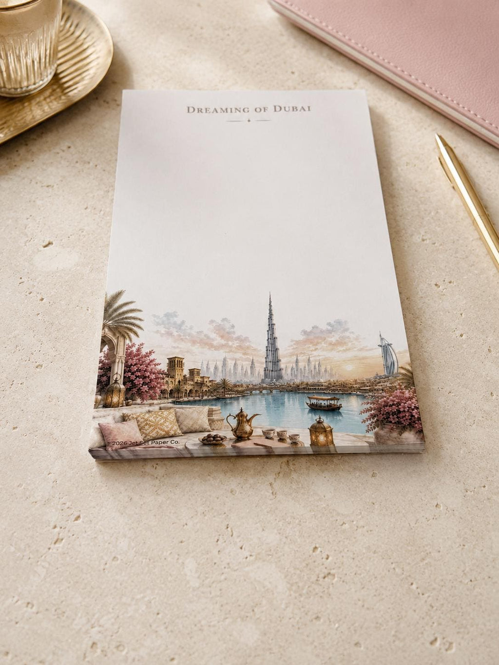 Dreaming of Dubai Notepad | Passport Series Watercolor Art (5.5 x 8.5 inches)