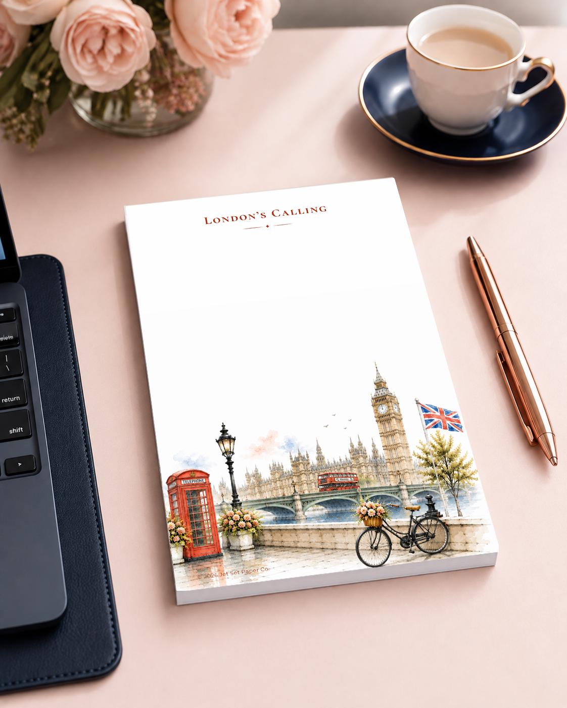 London's Calling Watercolor Notepad | Big Ben, Telephone Box, Black Cab (5.5 x 8.5 inch)