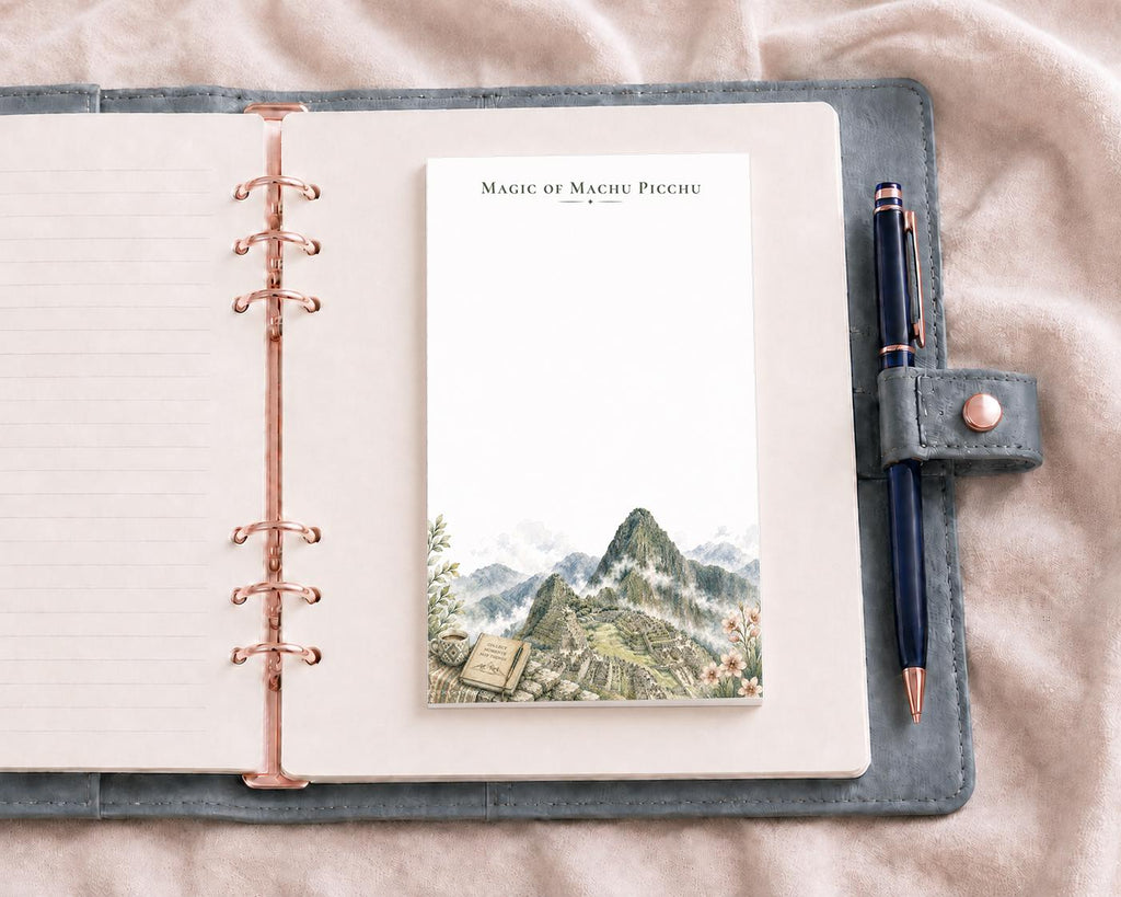 Passport Series Mini Notepad | Machu Picchu Peru Travel Pad | Inca Ruins Watercolor Mountain Stationery