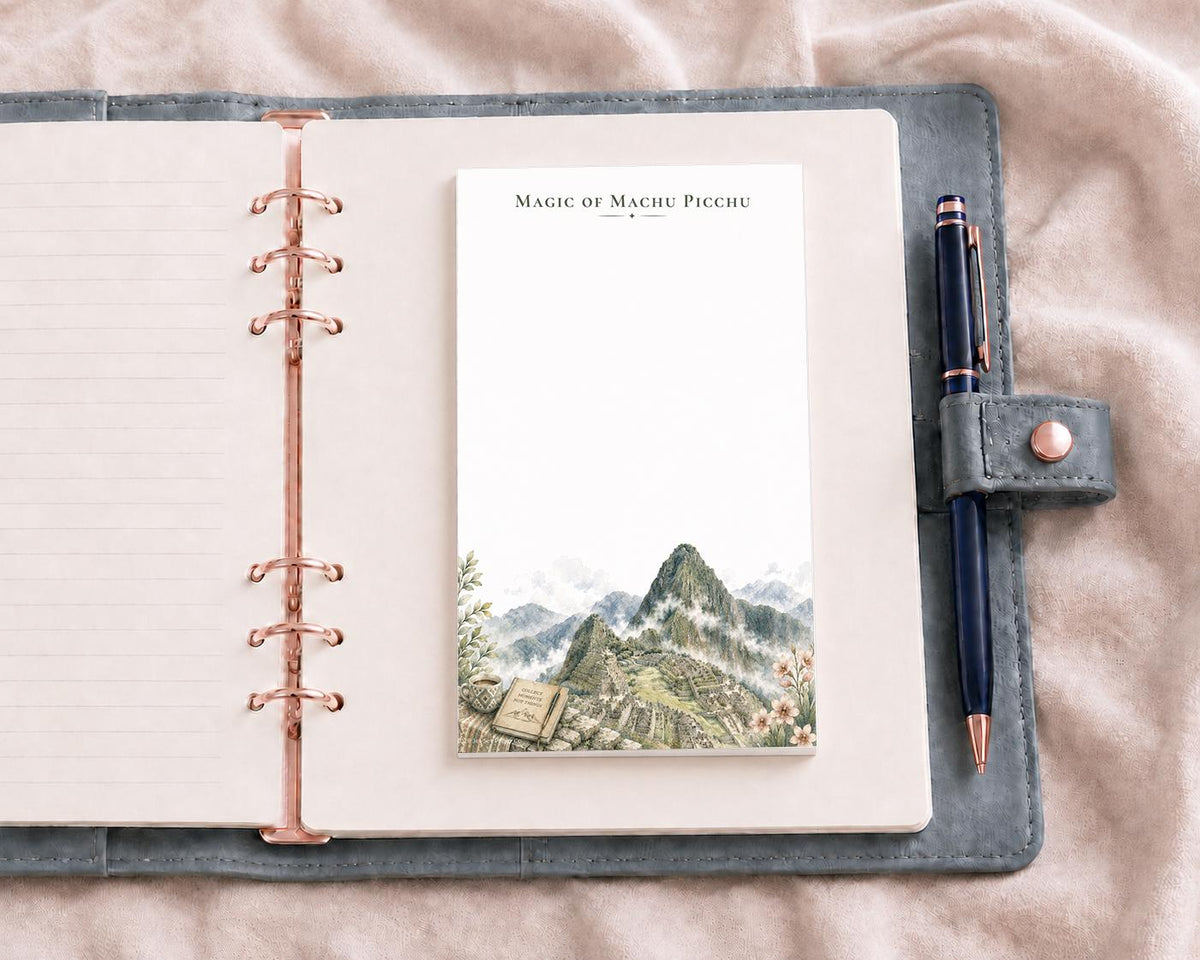 Passport Series Mini Notepad | Machu Picchu Peru Travel Pad | Inca Ruins Watercolor Mountain Stationery