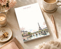 Paris Awaits Watercolor Notepad | Eiffel Tower, Seine River (5.5 x 8.5 inch)