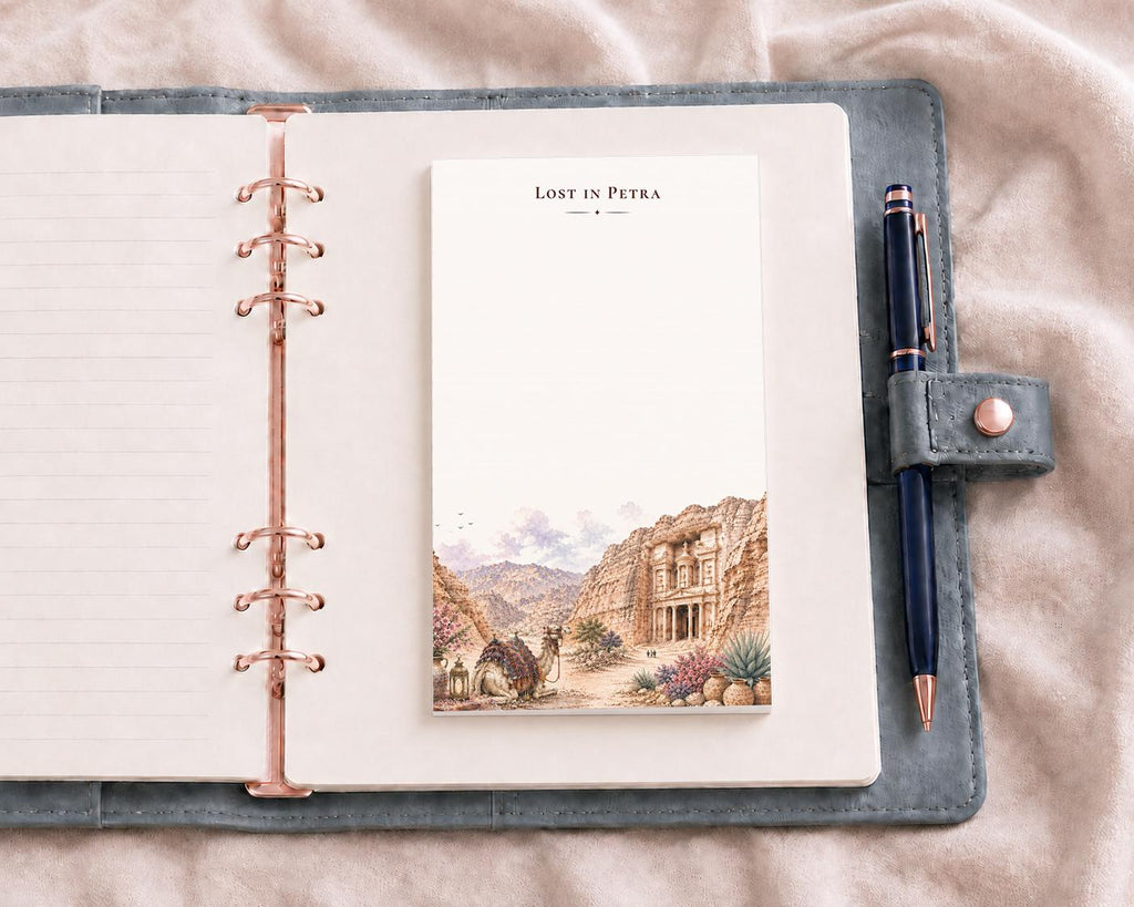 Passport Series Mini Notepad | Lost in Petra Jordan Travel Pad | Al-Khazneh Treasury Watercolor Art