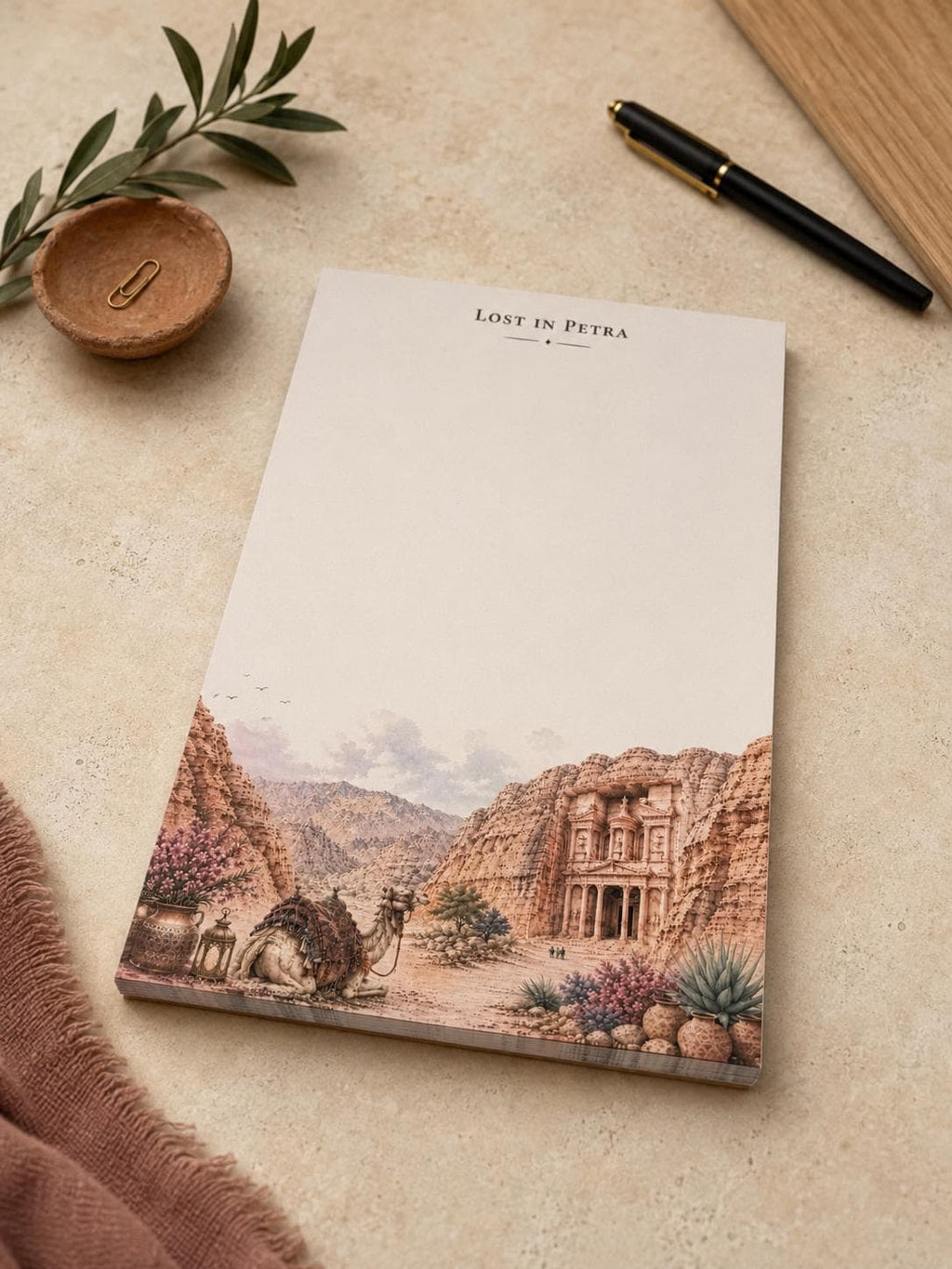 Passport Series Mini Notepad | Lost in Petra Jordan Travel Pad | Al-Khazneh Treasury Watercolor Art