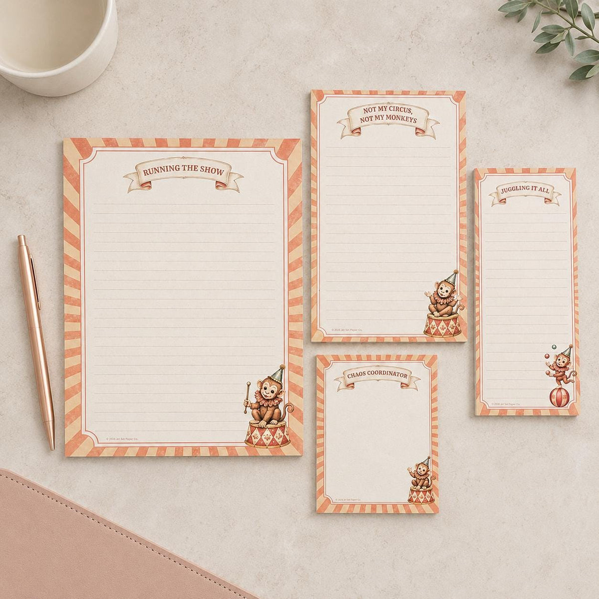 Monkey Business Notepad | Vintage Circus Humor Memo Pad (5.5 x 8.5 inches)