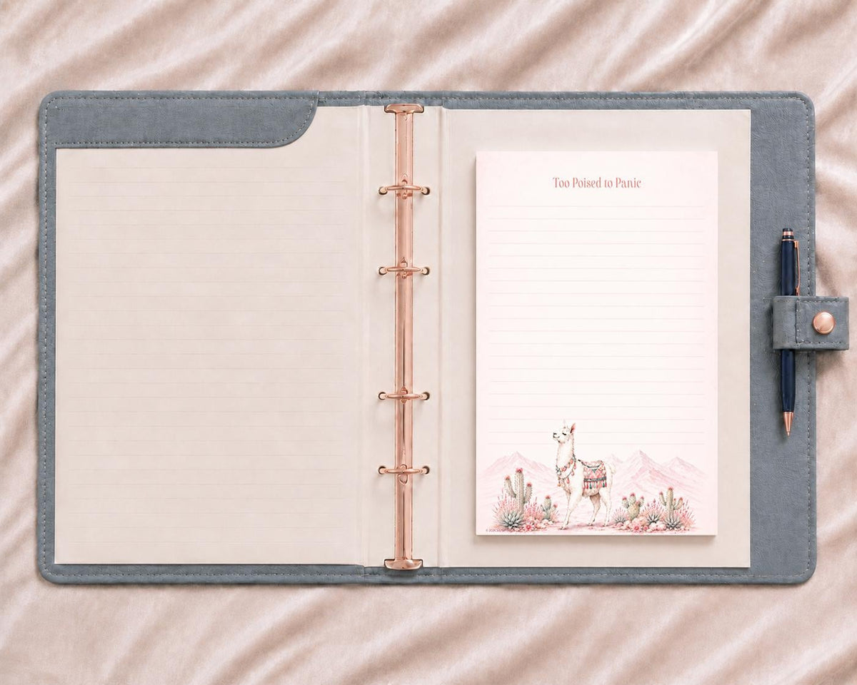 Llama Luxe Notepad | Too Poised to Panic, Desert Boho Memo Pad (5.5 x 8.5 inches)