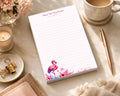 Flamingo Tropical Notepad | Watercolor Hibiscus, Motivational Quote (5.5 x 8.5 inch)