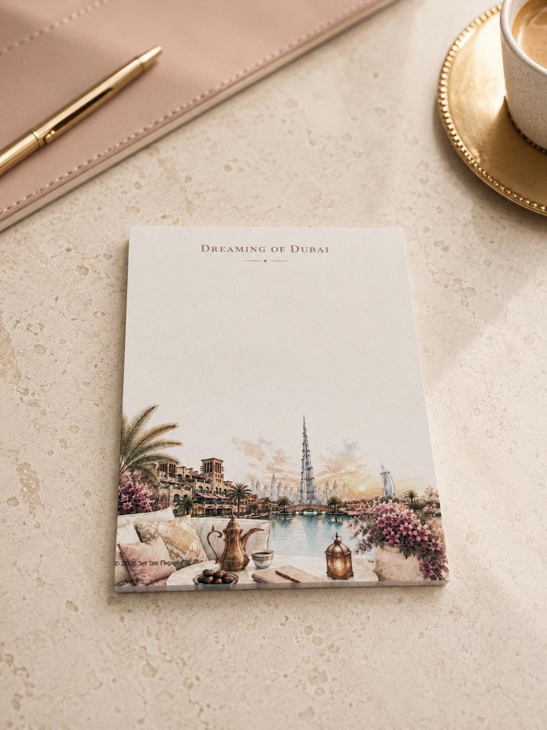 Dreaming of Dubai Mini Notepad | Burj Khalifa Watercolor Travel Memo Pad