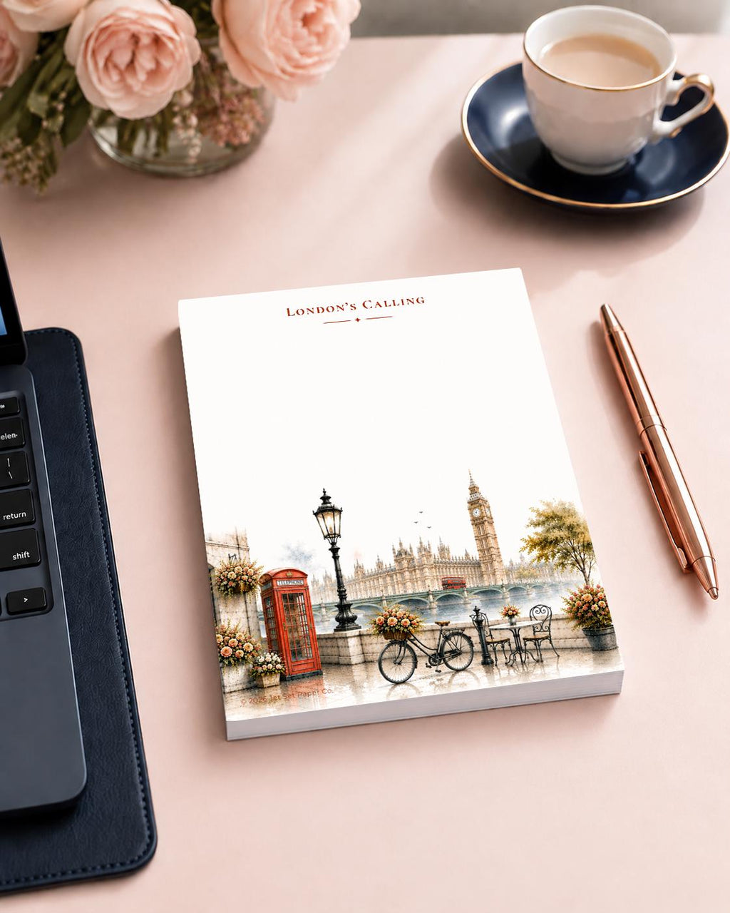 London Calling Mini Notepad | Watercolor Big Ben, Telephone Box Stationery