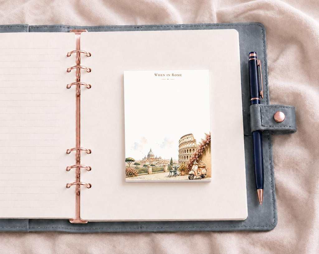 When in Rome Mini Notepad | Watercolor Colosseum Cityscape Art (Jet Set Paper Co.)
