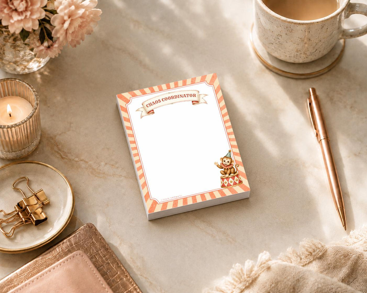 Desktop Companion Mini Notepad | Monkey Business Circus Pad | Funny Corporate Office Humor