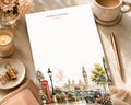 London Travel Notepad | Big Ben, Telephone Box Watercolor Desk Pad (8.5 x 11 inches)