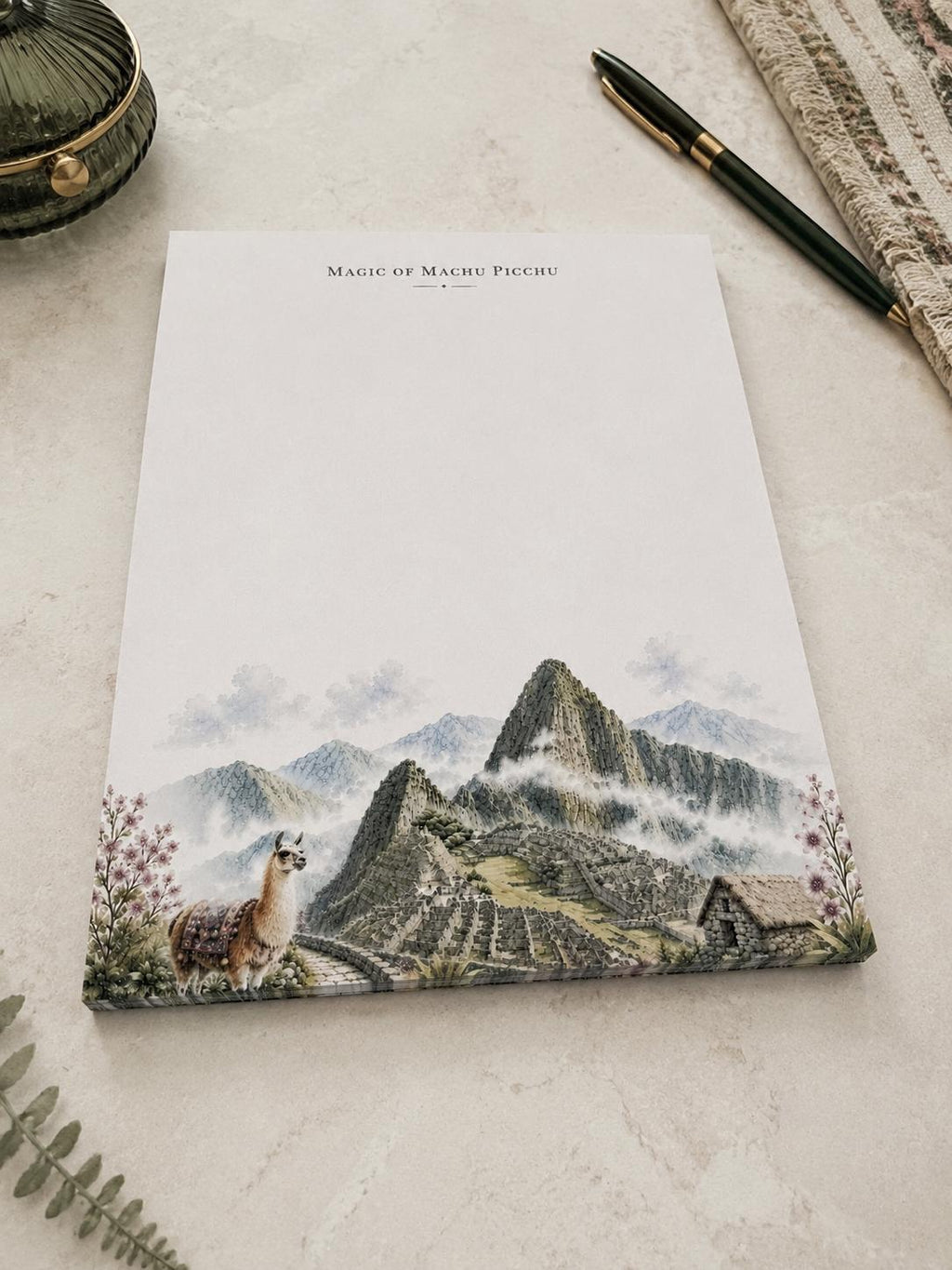 Machu Picchu Watercolor Notepad | Peru Travel Stationery (8.5 x 11 inches)