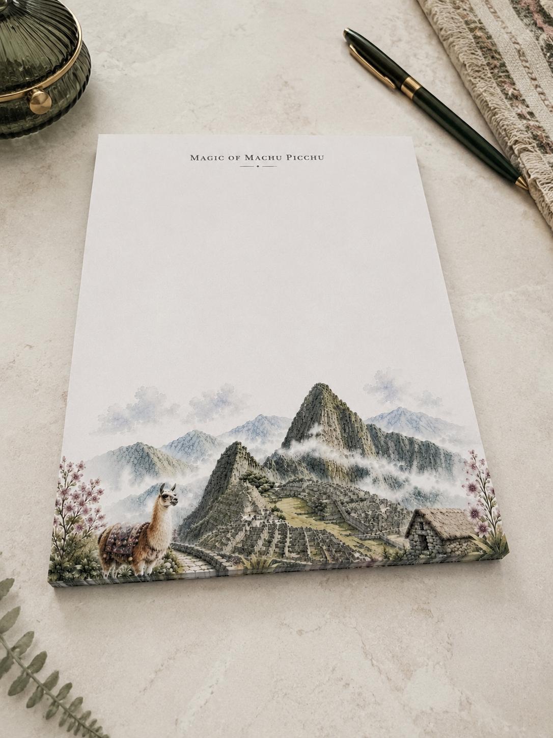 Machu Picchu Watercolor Notepad | Peru Travel Stationery (8.5 x 11 inches)