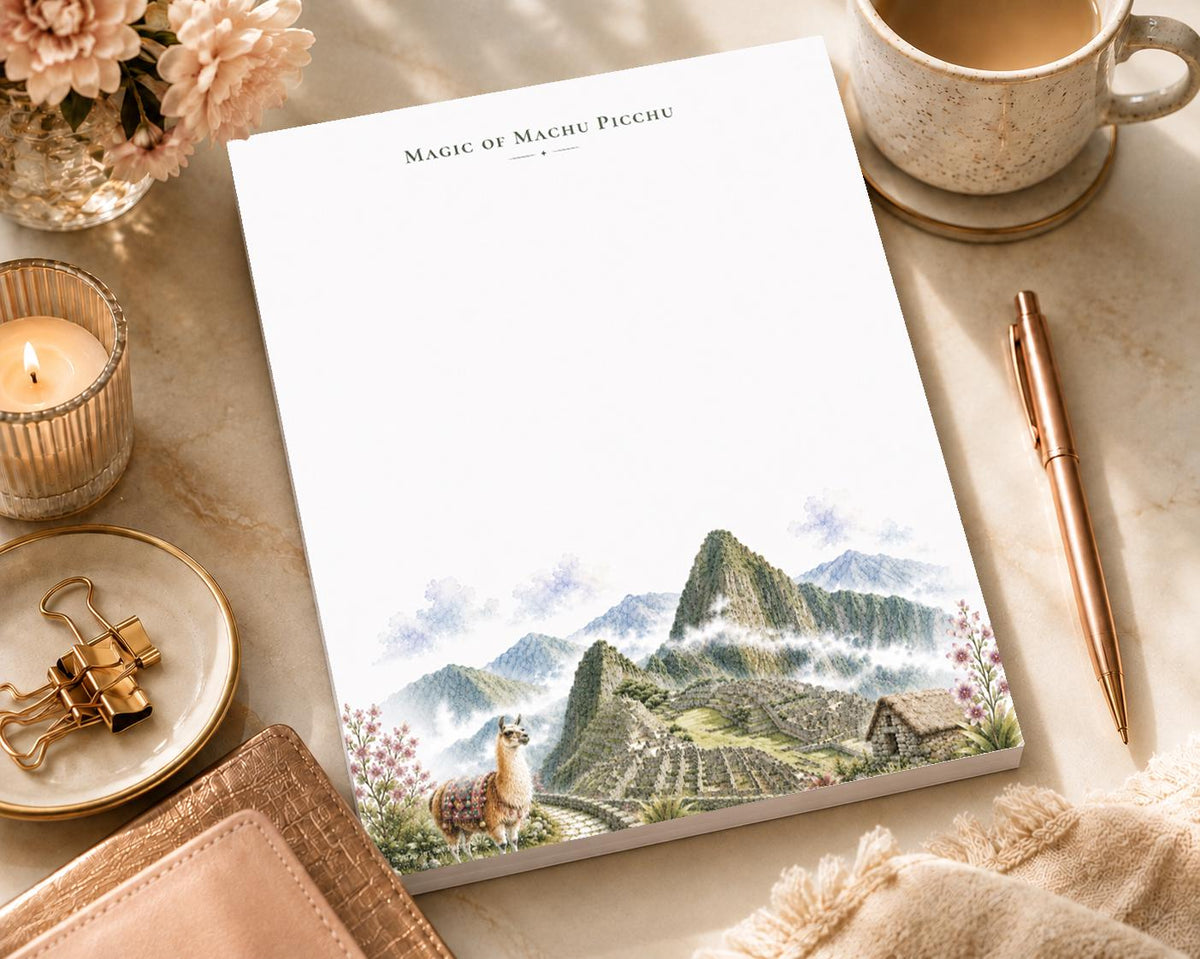 Machu Picchu Watercolor Notepad | Peru Travel Stationery (8.5 x 11 inches)