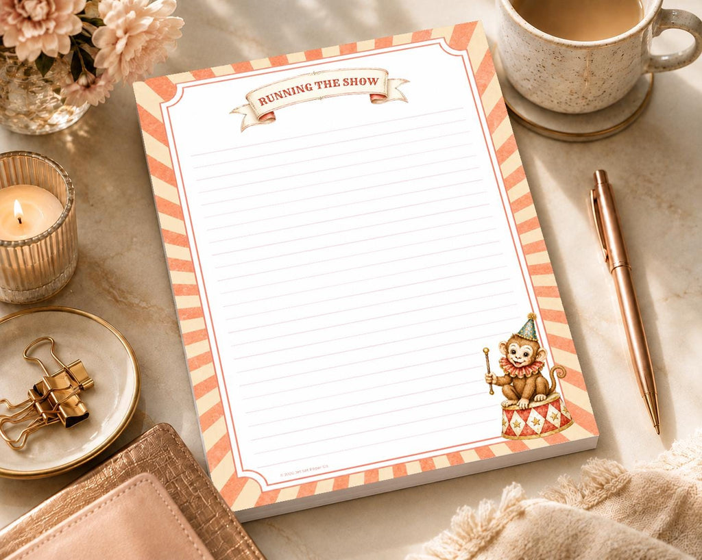 Desktop Companion Full Page Notepad | Monkey Business Circus Pad | Funny Corporate Office Humor