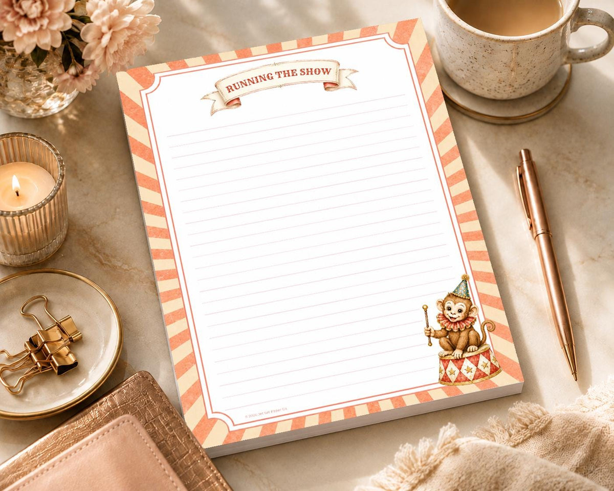 Desktop Companion Full Page Notepad | Monkey Business Circus Pad | Funny Corporate Office Humor