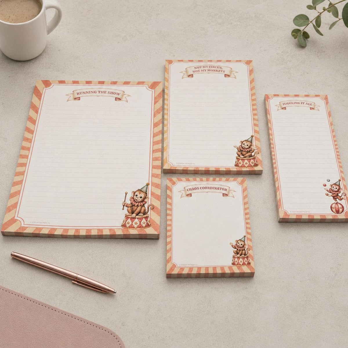 Desktop Companion Full Page Notepad | Monkey Business Circus Pad | Funny Corporate Office Humor