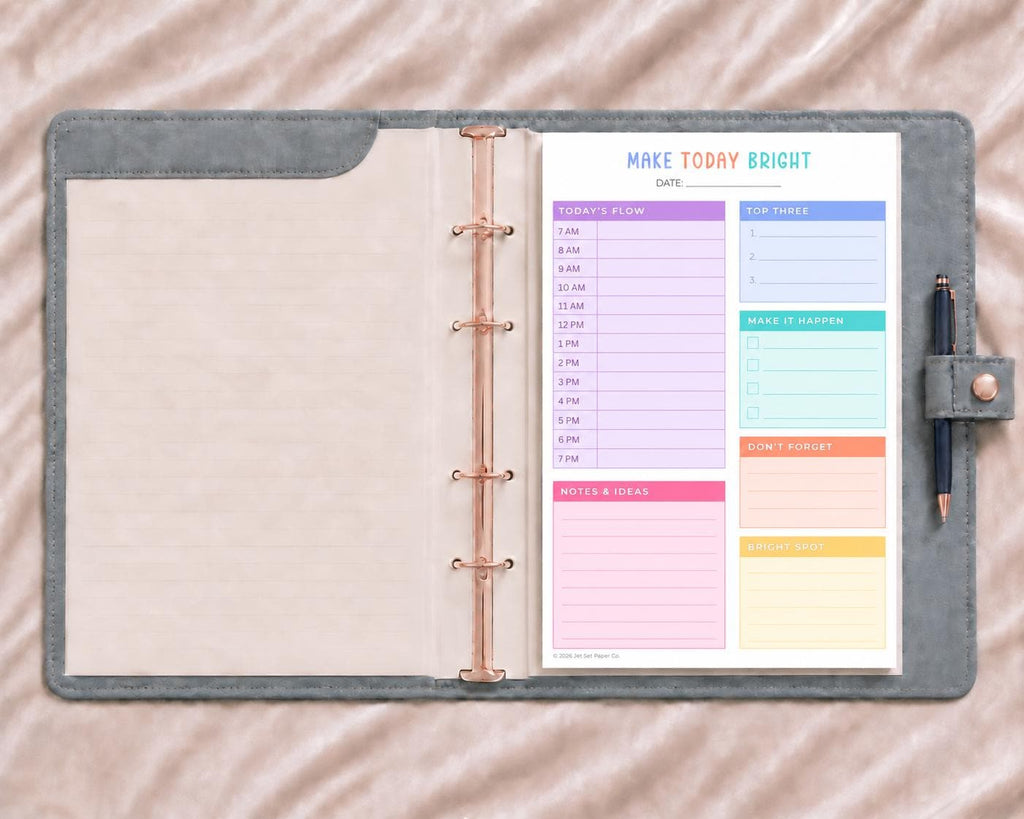 Everyday Edit Full Page Notepad | Bright Planner Pad | Rainbow Daily Agenda Memo Pad