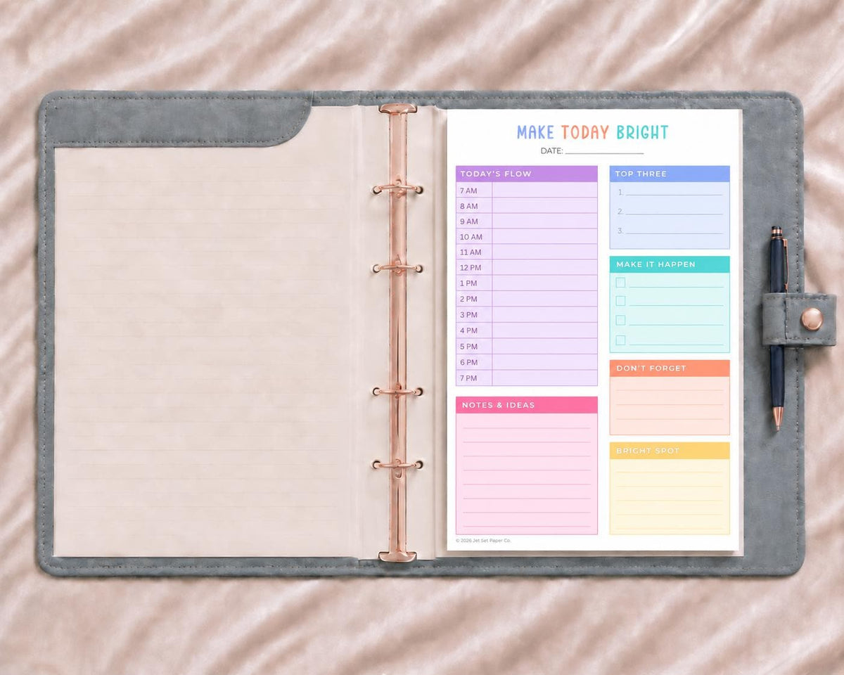 Everyday Edit Full Page Notepad | Bright Planner Pad | Rainbow Daily Agenda Memo Pad