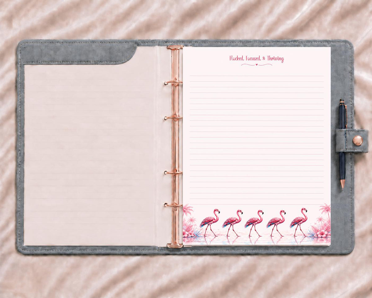 Flamingo Tropical Notepad | Watercolor Paradise Desk Pad (8.5 x 11 inches)