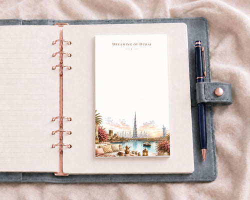 Dreaming of Dubai Notepad | Passport Series Watercolor Art (5.5 x 8.5 inches)