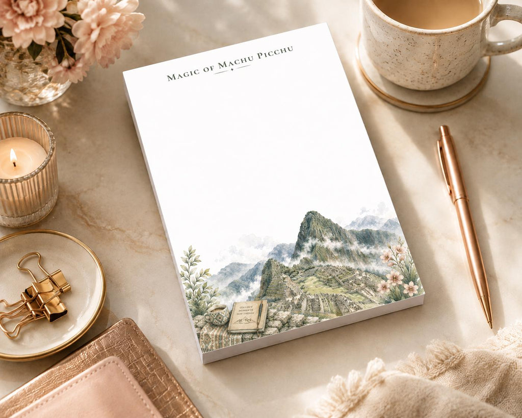Passport Series Mini Notepad | Machu Picchu Peru Travel Pad | Inca Ruins Watercolor Mountain Stationery