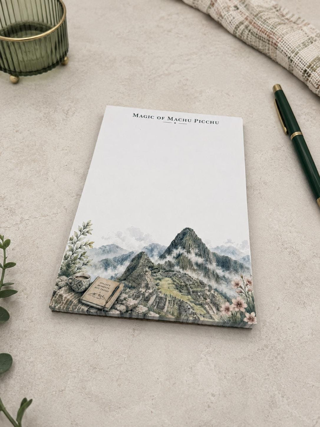 Passport Series Mini Notepad | Machu Picchu Peru Travel Pad | Inca Ruins Watercolor Mountain Stationery