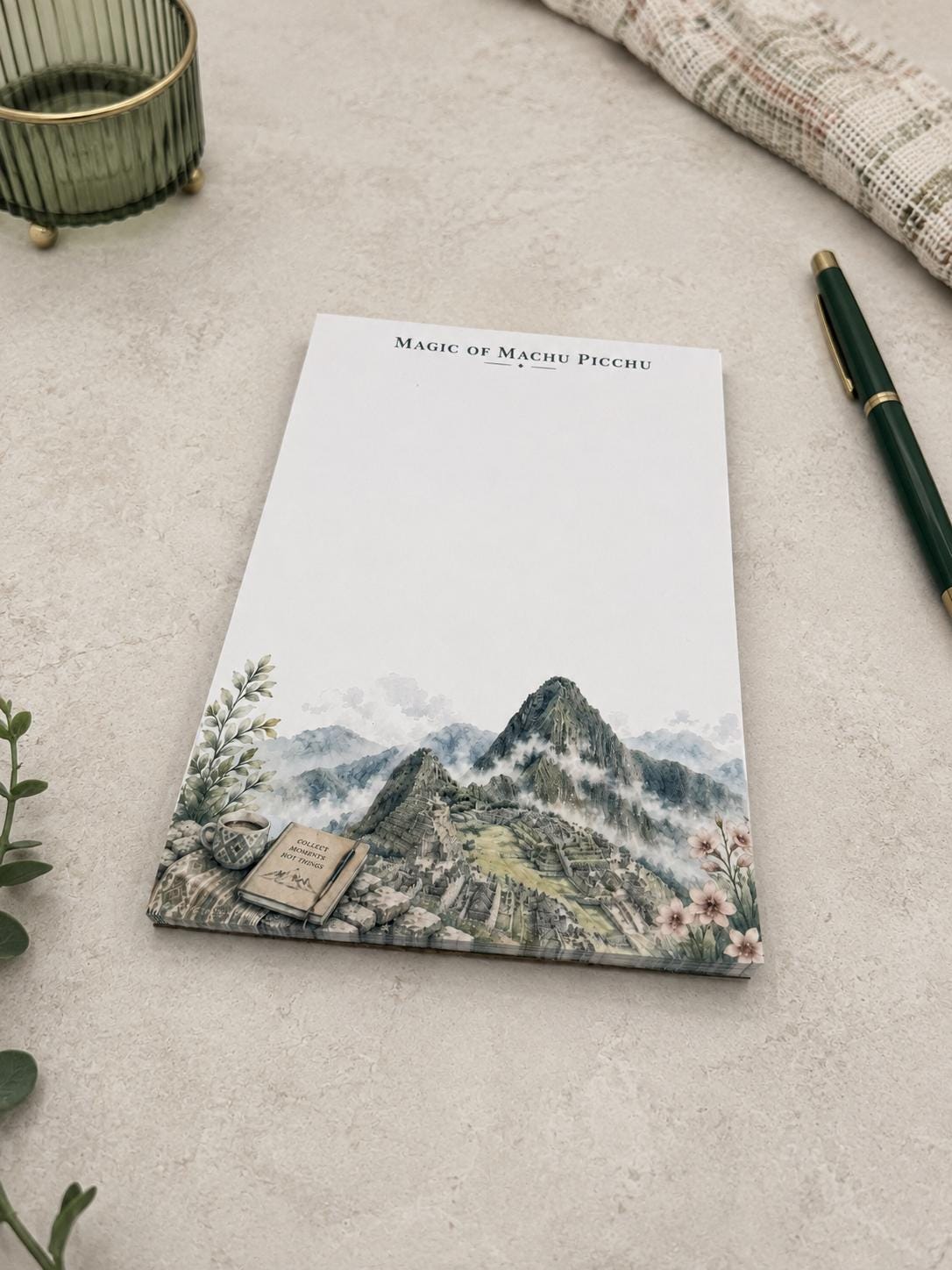 Passport Series Mini Notepad | Machu Picchu Peru Travel Pad | Inca Ruins Watercolor Mountain Stationery