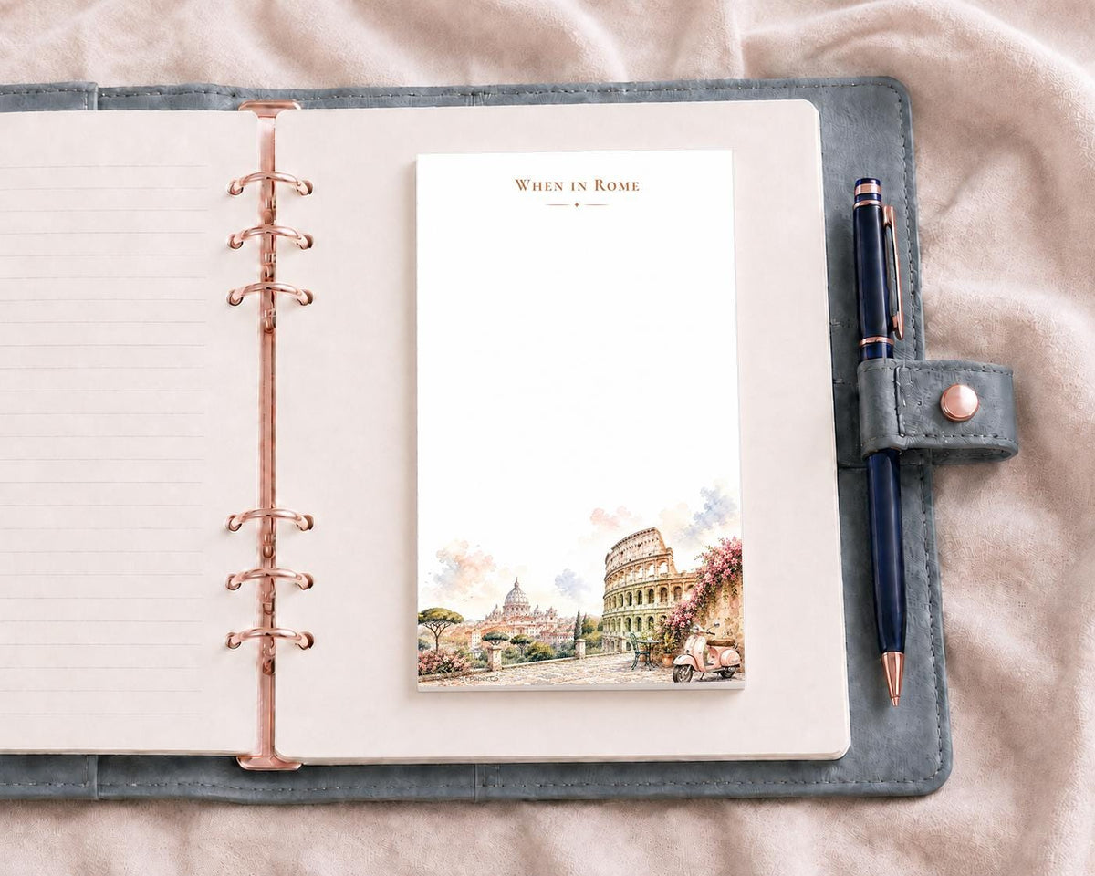 When in Rome Notepad | Roman Colosseum Watercolor Art (5.5 x 8.5 Inch)