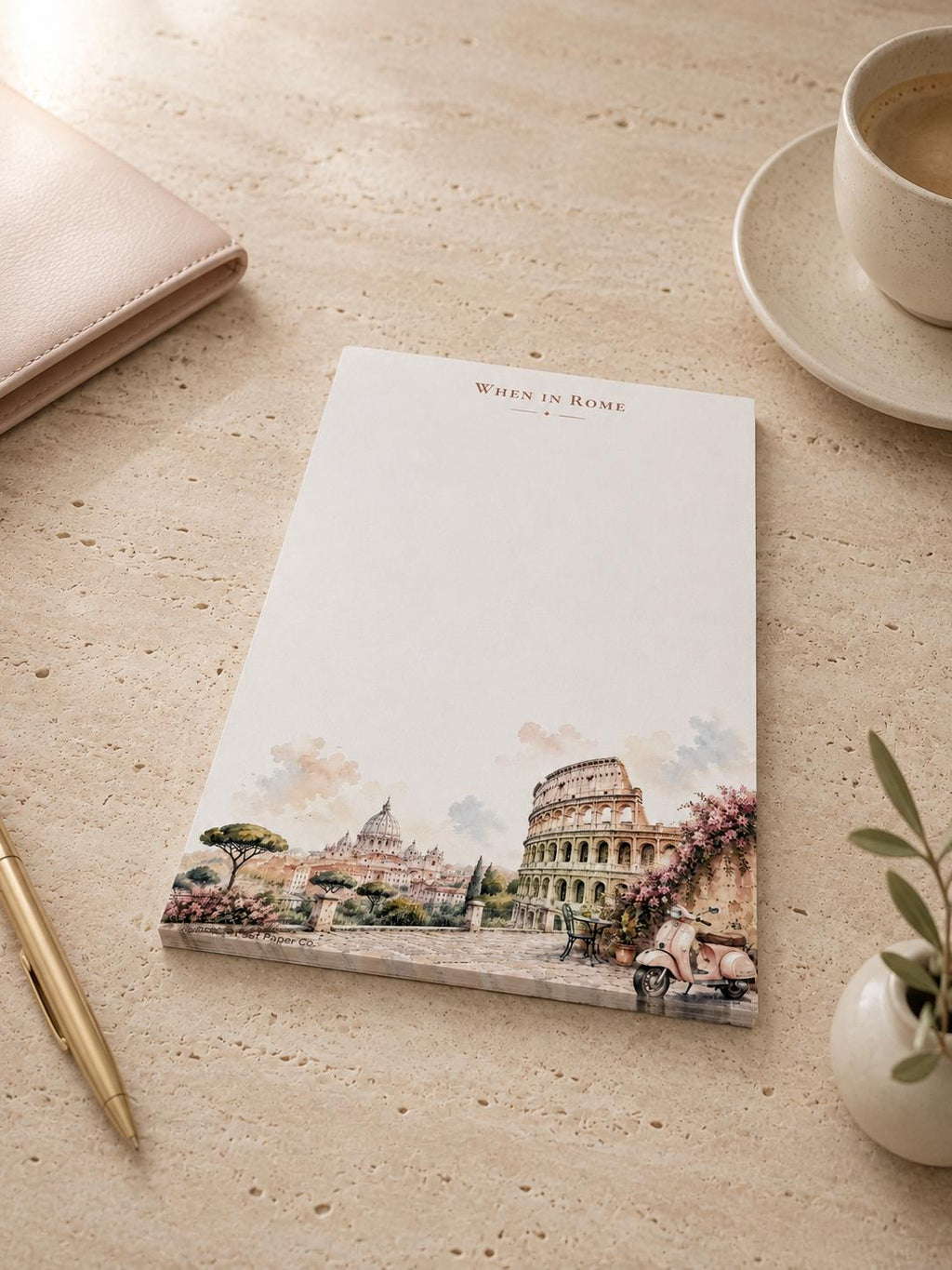 When in Rome Notepad | Roman Colosseum Watercolor Art (5.5 x 8.5 Inch)