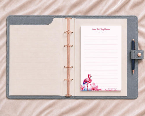 Flamingo Tropical Notepad | Watercolor Hibiscus, Motivational Quote (5.5 x 8.5 inch)