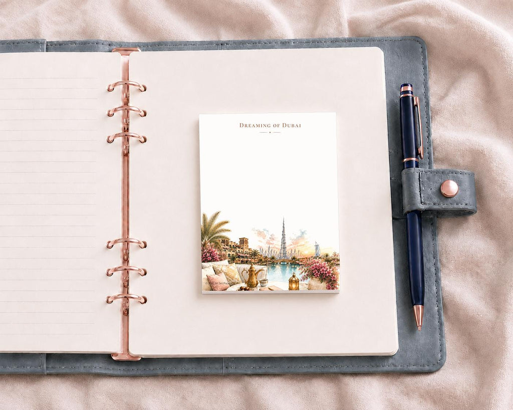 Dreaming of Dubai Mini Notepad | Burj Khalifa Watercolor Travel Memo Pad