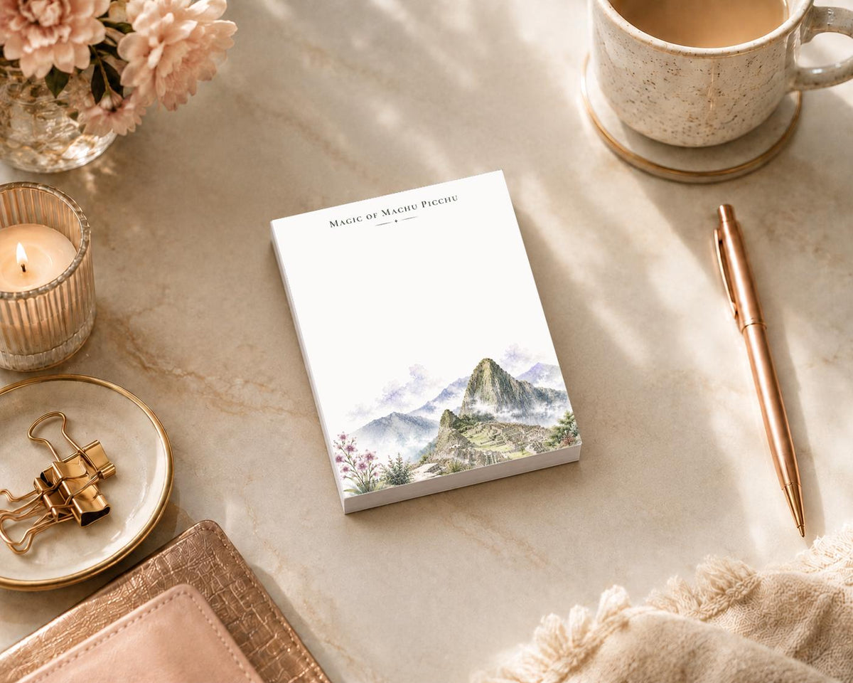 Passport Series Mini Notepad | Machu Picchu Peru Travel Pad | Inca Ruins Watercolor Mountain Stationery