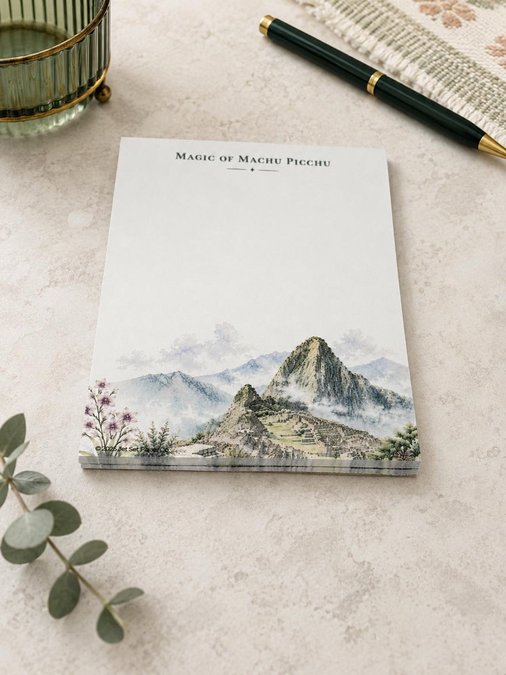 Passport Series Mini Notepad | Machu Picchu Peru Travel Pad | Inca Ruins Watercolor Mountain Stationery