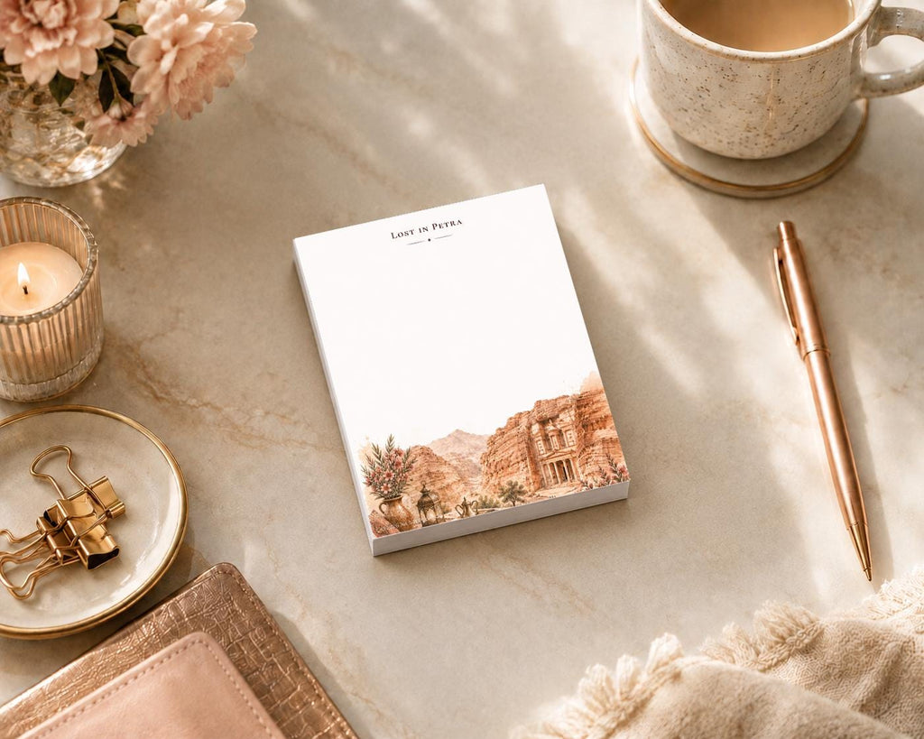 Passport Series Mini Notepad | Lost in Petra Jordan Travel Pad | Al-Khazneh Treasury Watercolor Art