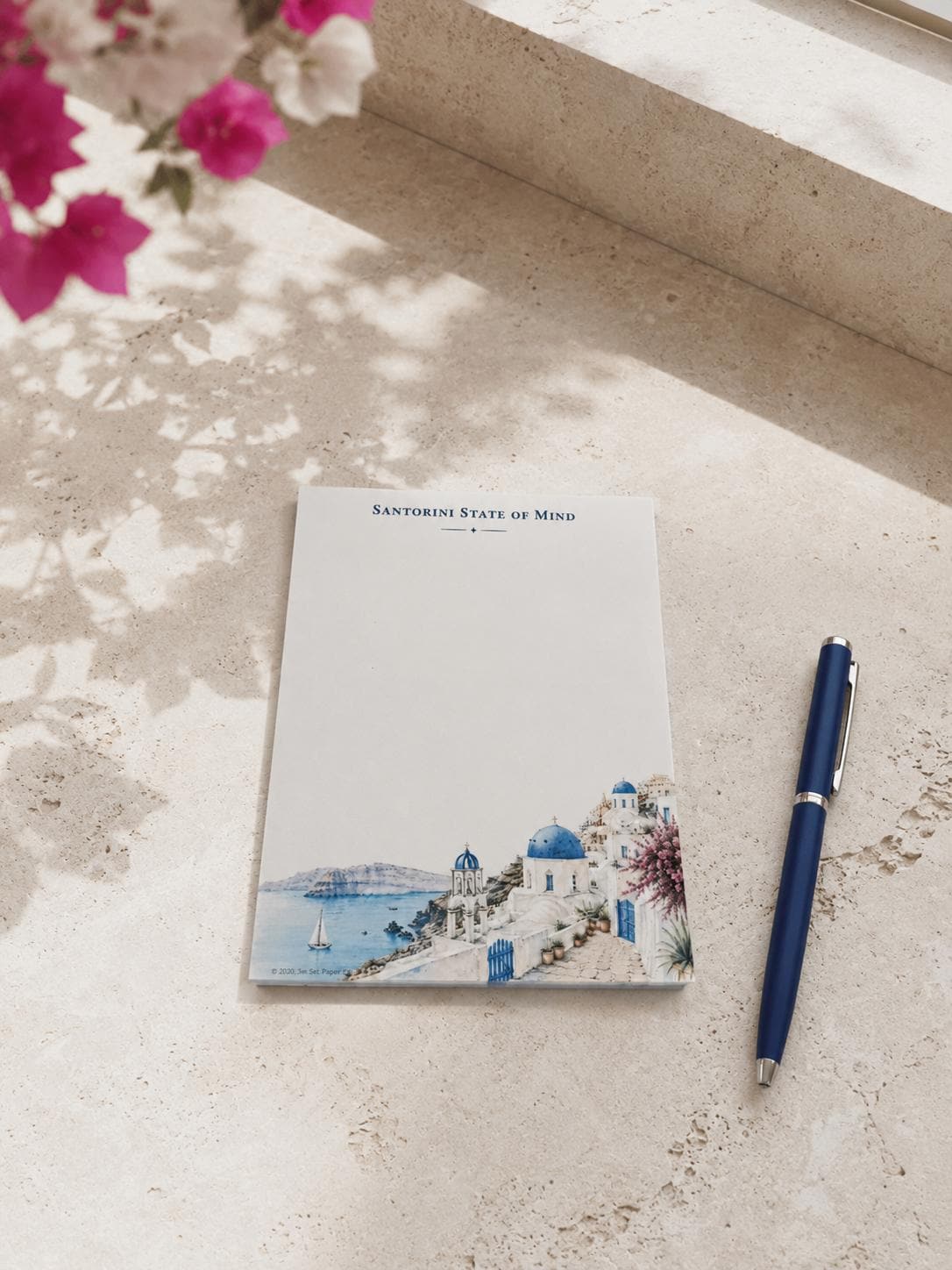 Santorini Watercolor Mini Notepad | Greek Island Travel Memo Pad (Jet Set Paper Co.)