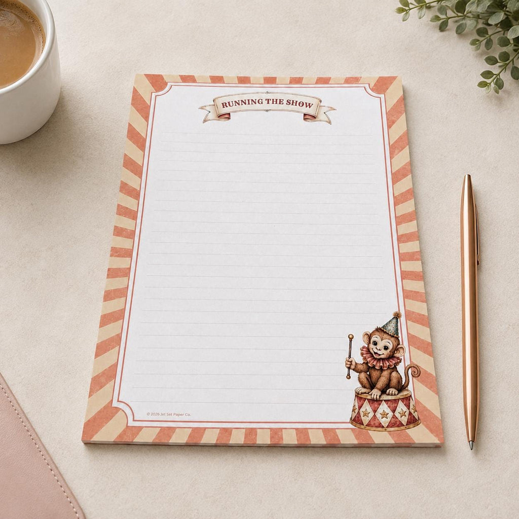 Desktop Companion Full Page Notepad | Monkey Business Circus Pad | Funny Corporate Office Humor