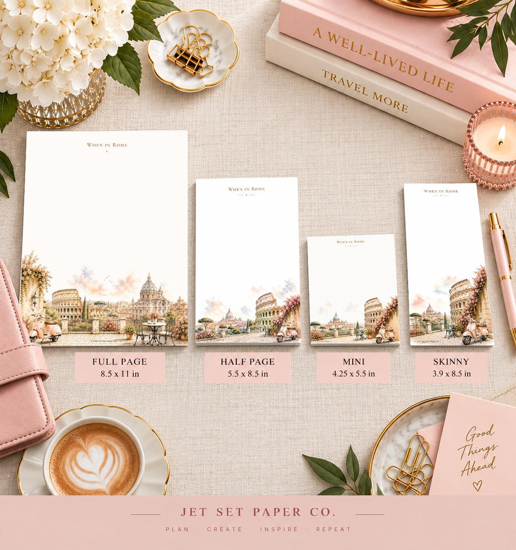 When in Rome Mini Notepad | Watercolor Colosseum Cityscape Art (Jet Set Paper Co.)