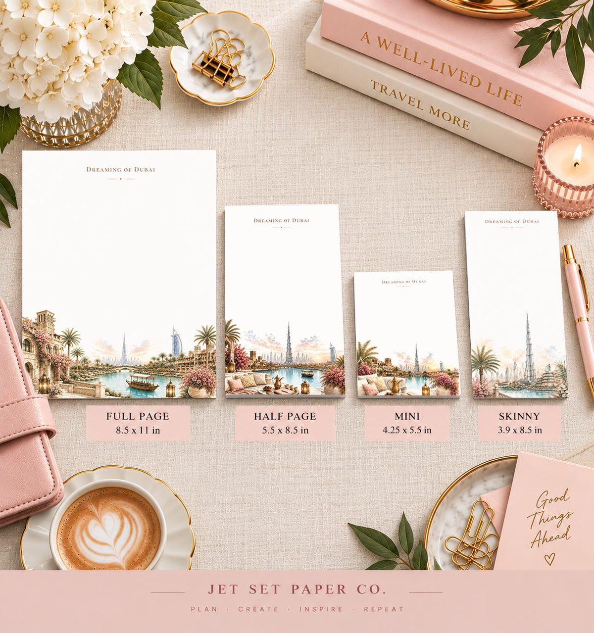 Dreaming of Dubai Mini Notepad | Burj Khalifa Watercolor Travel Memo Pad